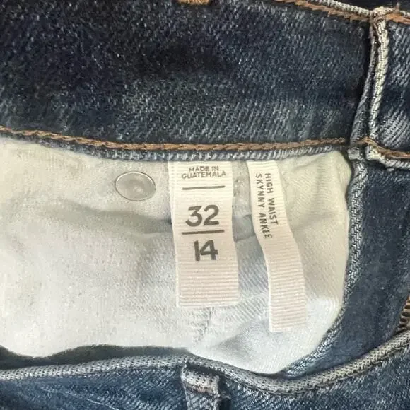 LOFT Modern Denim High Waist Skinny Ankle Jeans, Vintage Dark Wash, Size 32 / 14 - Picture 10 of 12